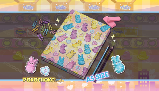 Colorful Easter-themed Hardcover Journal with Cute Marshmallow Bunnies