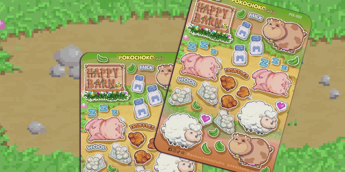 Cute Stickers
scrapbooking
kawaii stickers
food sticker
foodie gifts
penpal stickers
Stardew Valley
Pixel farm stickers
farm stickers
retro art stickers
game stickers
Barn Stickers
Cow sticker