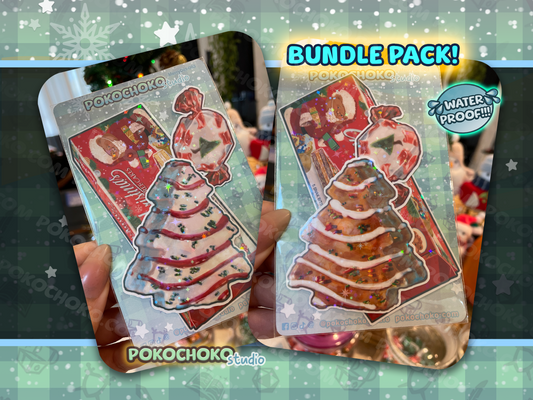White and Chocolate Christmas Tree Cake Waterproof BUNDLE Sticker Pack