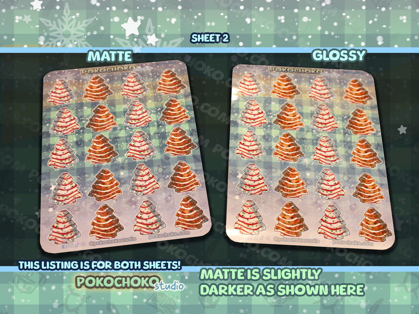 Christmas Tree Cake Sticker Sheet White and Chocolate BUNDLE Pack