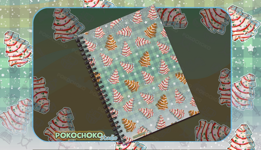 White and Chocolate Christmas Tree Cake Spiral Notebook - Ruled Line