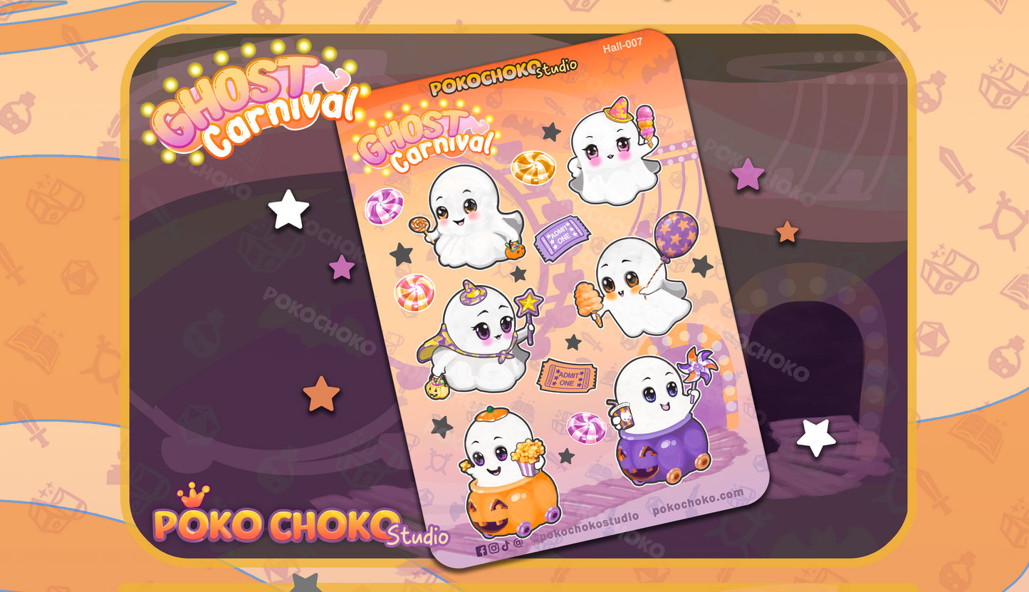 Cute Halloween Ghost Carnival Stickers