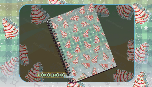 White Christmas Tree Cake Spiral Notebook - Ruled Line