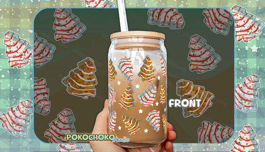 White and Chocolate Christmas Tree Cakes 16oz Glass Tumbler Can