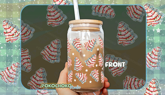 White Christmas Tree Cakes 16oz Glass Tumbler Can