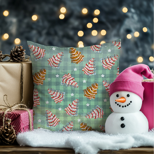 White and Chocolate Christmas Tree Cakes Throw Pillow