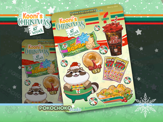 Raccoon Christmas at Work Sticker Sheet