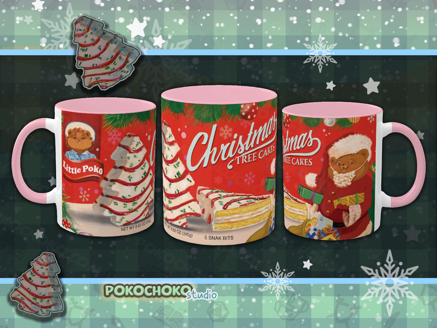 Christmas Snack Cakes Colorful Mugs, 11oz