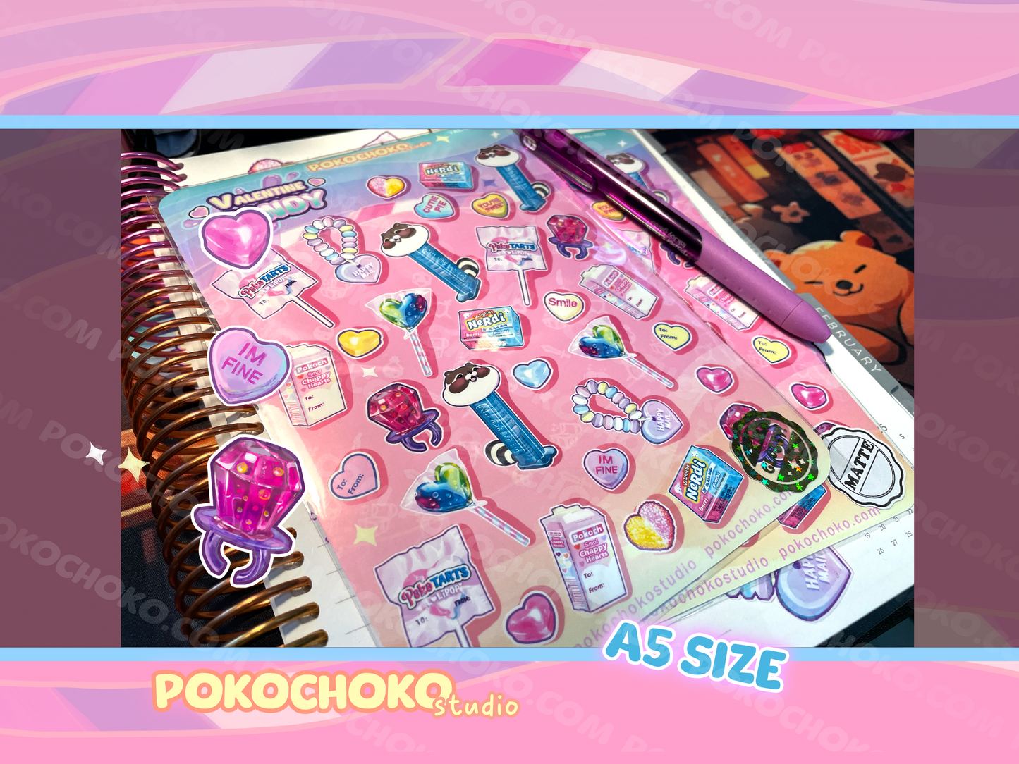 Valentine  Candy Sticker Sheet Small