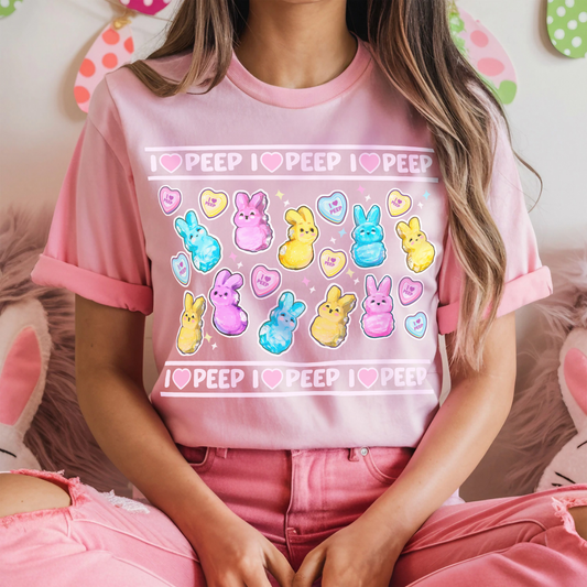 I Love Peep Unisex Garment-Dyed T-Shirt - Cute Pastel Easter Tee